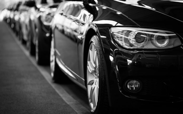 a row of cars parked