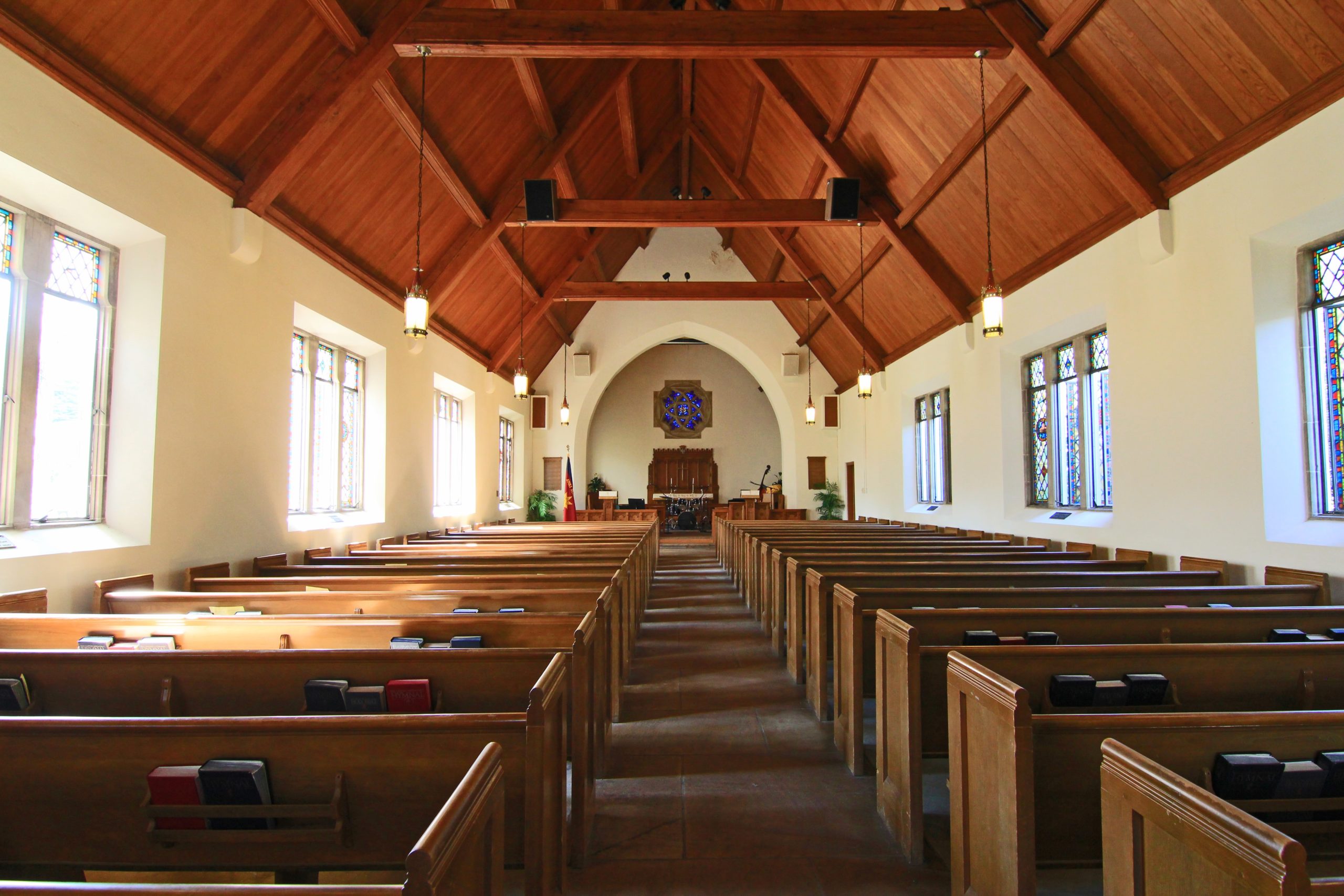 a large room with a large open door and a large open door