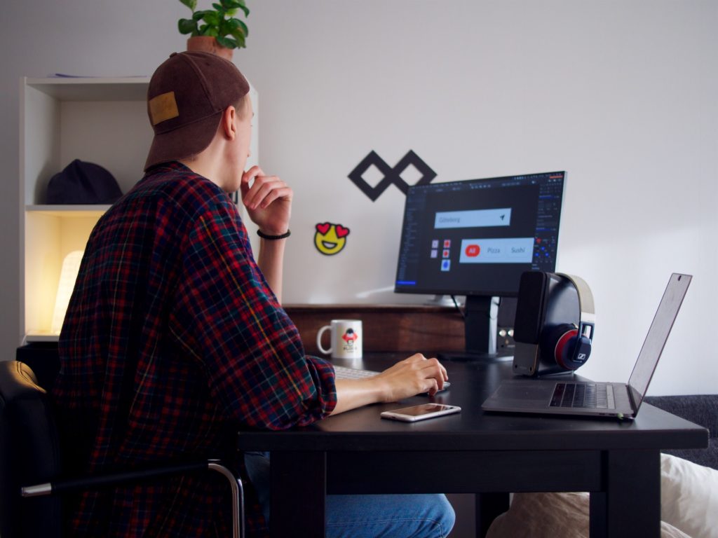 a person sitting at a desk