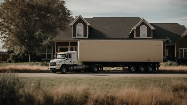 a large, empty truck parked in front of a house, ready to be filled with boxes.